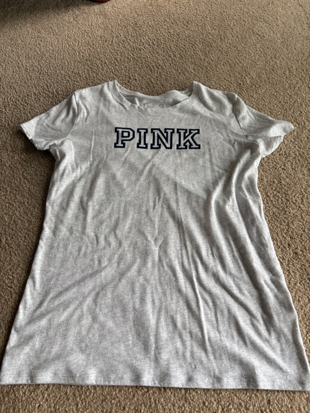 PINK Victoria's Secret Gray Logo Short Sleeve Tee